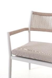 Set comedor terraza blanco y asiento beige