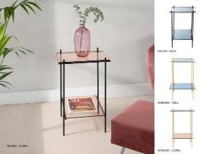 Schmiedeeiserner Tisch mit Glasplatte und Ablage 40*60*40