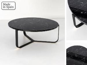 Mesa de centro redonda con base metal y tapa mármol