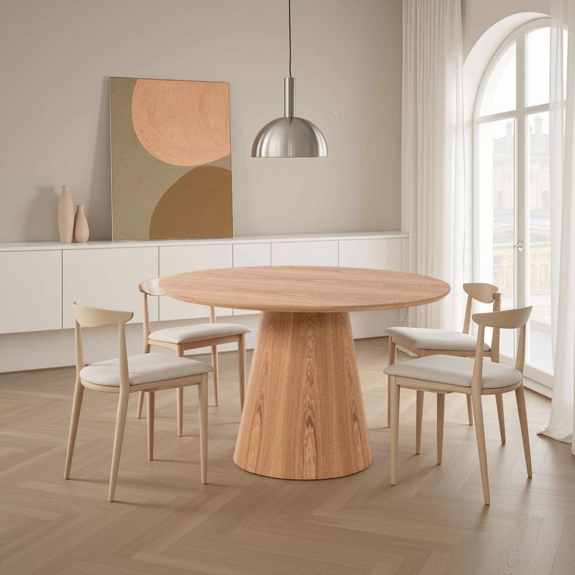 Mesa de comedor 120*120*75 cm. Chapa madera roble 