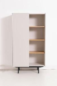 Vitrina Pol lacado gris y chapa roble (KIT)