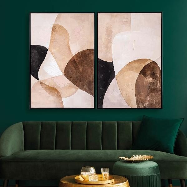 SET 2 CUADROS OLEO CON MARCO MADERA 60*90*3.5 CM