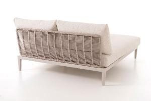 Sofia reclining sun lounger, beige aluminum and beige textilene.