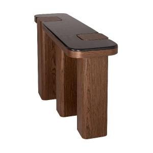 Consola Delfos, chapa nogal y porcelanico blanco