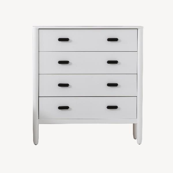 COMODA 4 CAJONES FLORENCIA PATA REDONDA, LACADA BLANCO 102*41*95 CM (GUIAS EXTRAIBLES DE BOLAS)