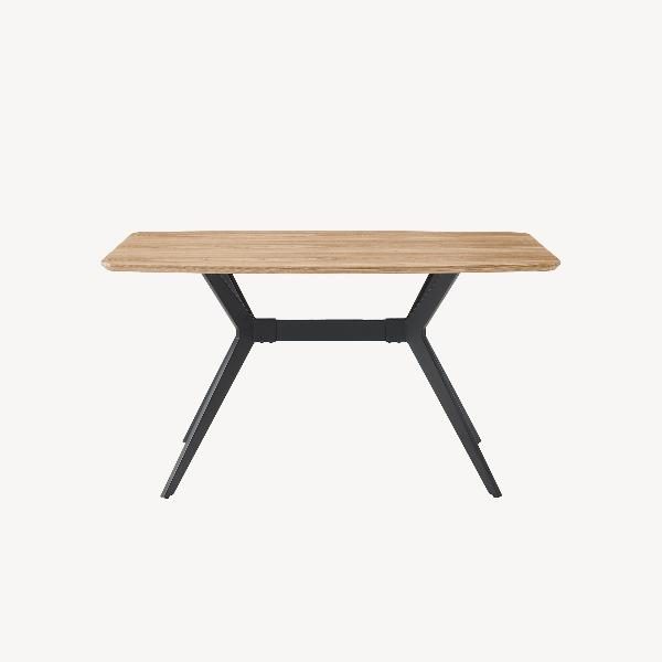 MESA COMEDOR 140*80*75CM, TAPA CHAPA ROBLE, PATA METALICA NEGRA