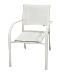 Silla Valentina apilable, aluminio Blanco y textilene blanco