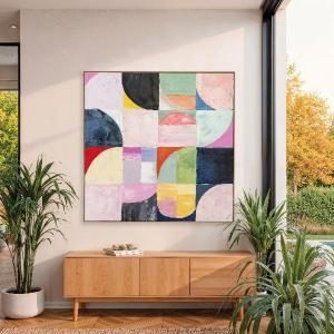 Cuadro al óleo con marco madera. 120*120 cm