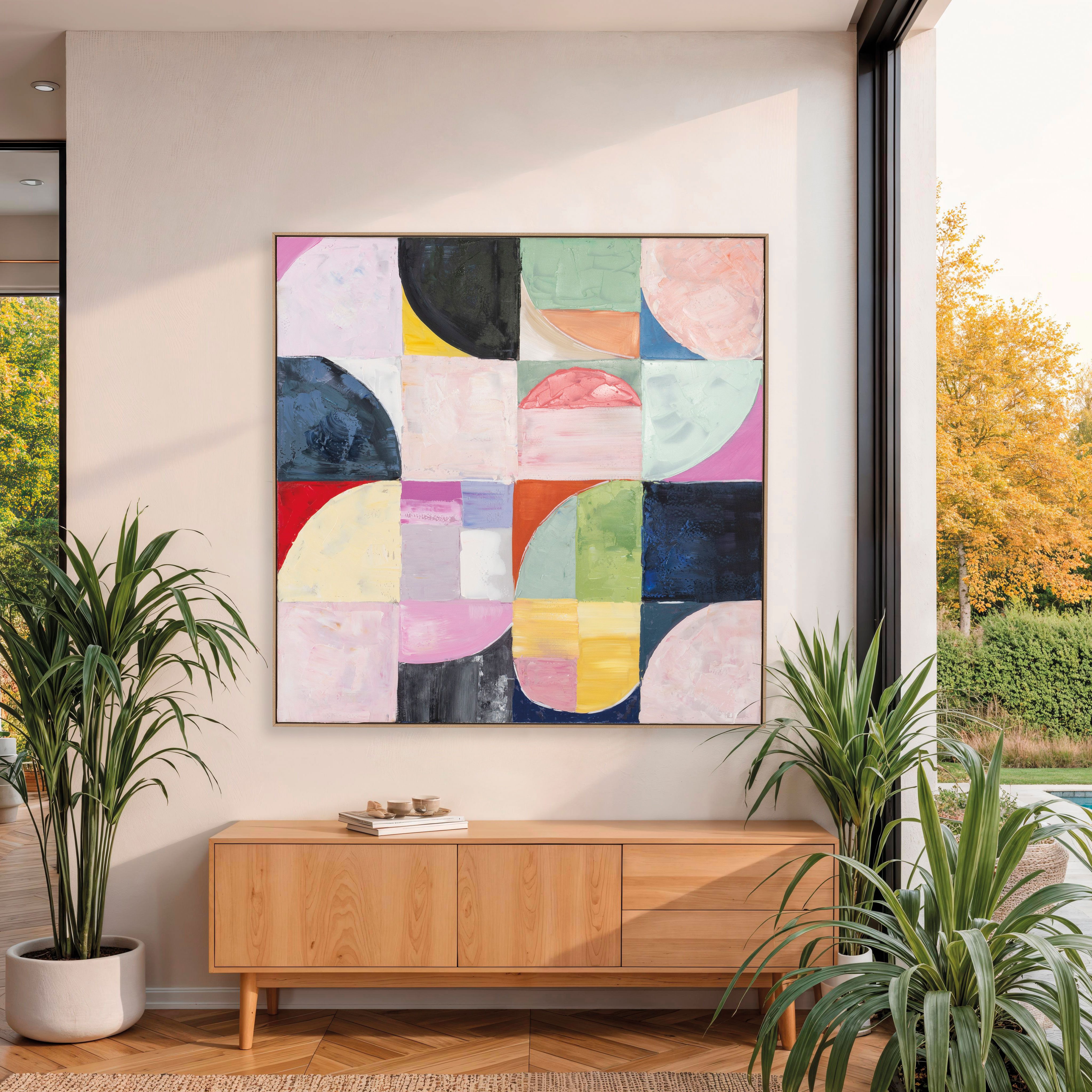 Cuadro al óleo con marco madera. 120*120 cm