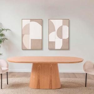 Set de 2 cuadros al óleo. Marco de madera color roble. 60*90 cm/ud.