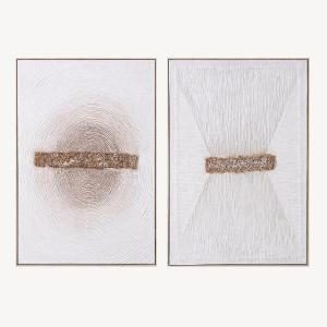 Set de 2 cuadros al óleo con marco de madera. 80*120 cm/ud.