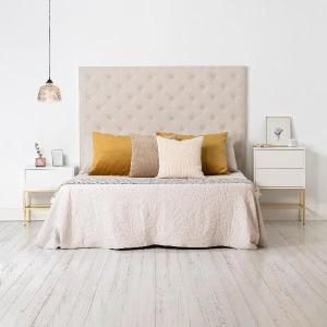 Mesita Push 1 cajon lacado blanco base oro 48 cm