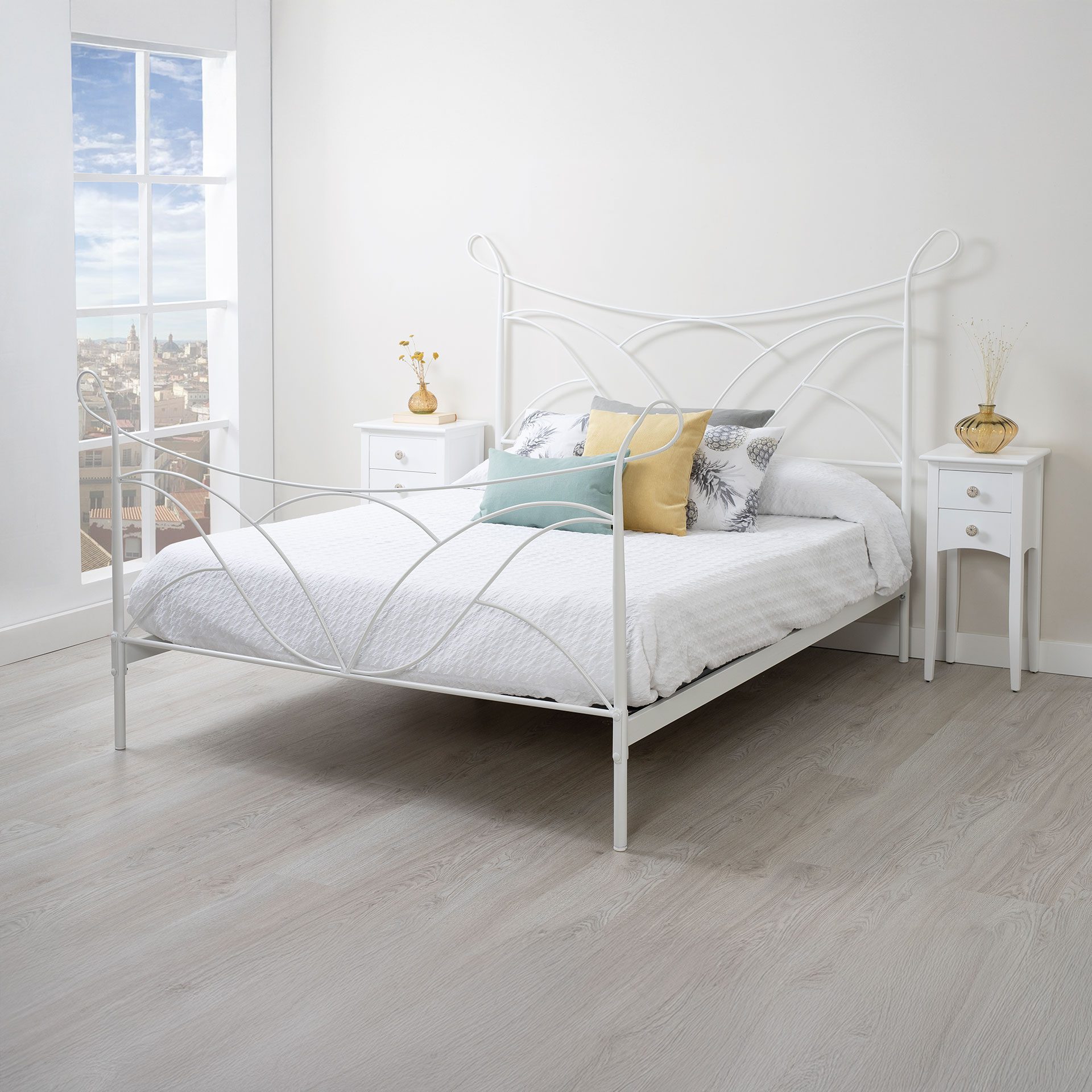 Cama completa forja cabecero recto 90 cm