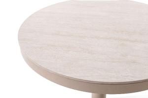 Mesa redonda Martina 80 cm diametro, aluminio blanco y tapa efecto marmol beige