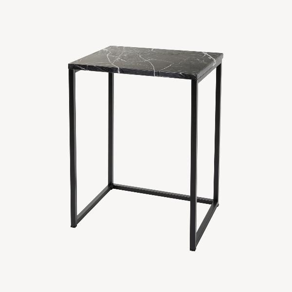 MESITA AUXILIAR BASE METAL, TAPA MARMOL. 58*40*30 CM