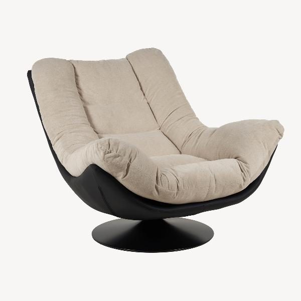 SILLON ROY GIRATORIO 360º. TAPIZADO GRIS MARENGO Y EXTERIOR NEGRO (ANTIMANCHAS, IGNIFUGO, ANTIARAÑAZOS MASCOTAS) 92*110*78 CM