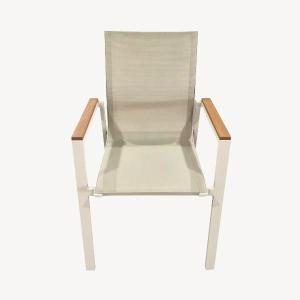 Silla Enma apilable, aluminio Beige y textilene beige