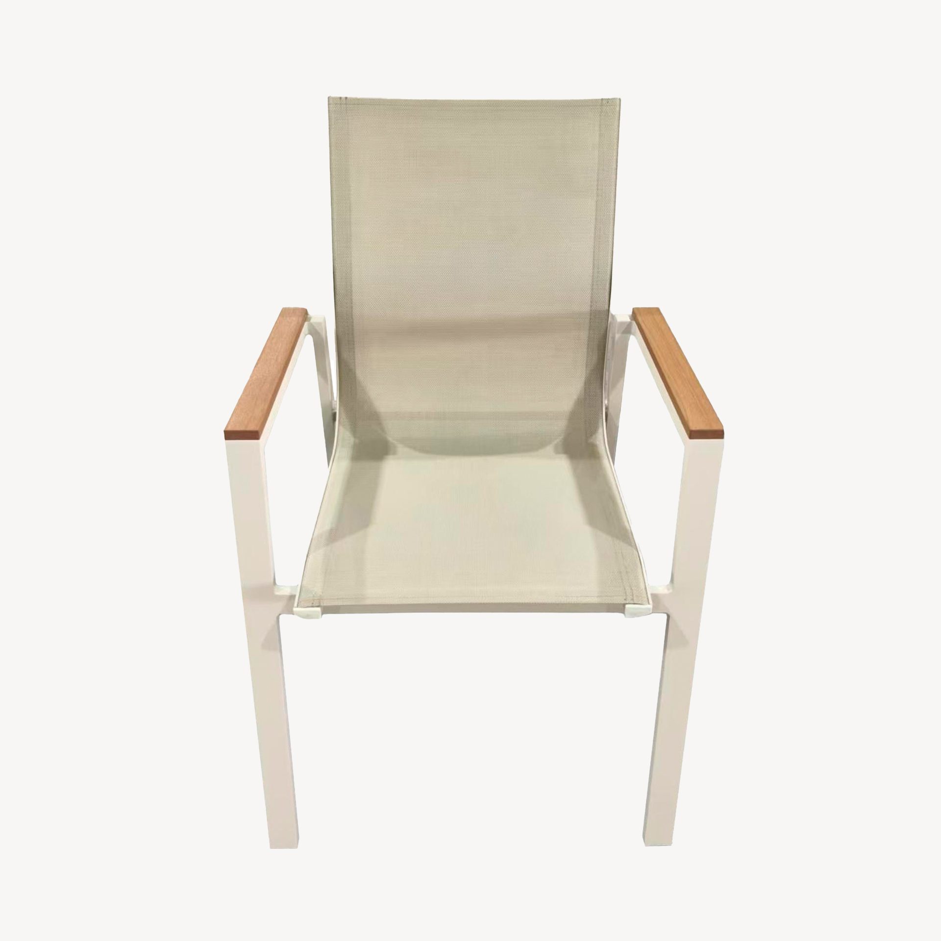 Silla Enma apilable, aluminio Beige y textilene beige