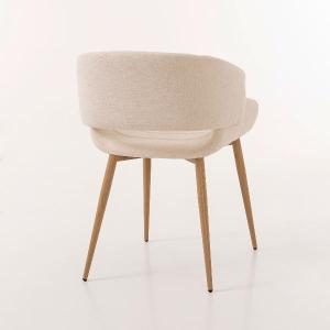 Greta chair, curved seat upholstered in beige