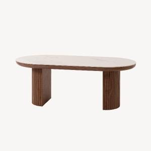 Mesa sofa chapa nogal y porcelanico 120*45*60 cm.