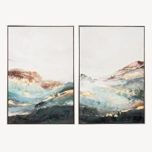 Set de 2 cuadros al óleo. Marco de madera. 60*90 cm/ud.