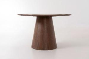 Mesa comedor 120 cm. Chapa nogal y pórcelanico blanco