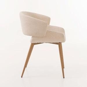 Greta chair, curved seat upholstered in beige