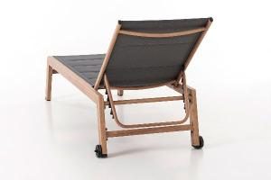 Lettino prendisole reclinabile Olivia, alluminio effetto legno e textilene antracite