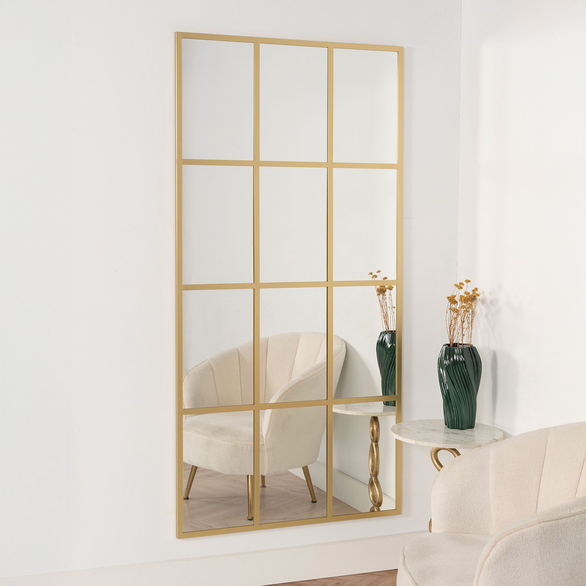 Espejo metal ventana oro 180*90