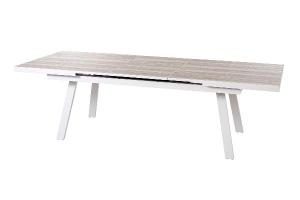 Mesa extensible exterior blanca y tapa ceramica 202/263*100*76 cm