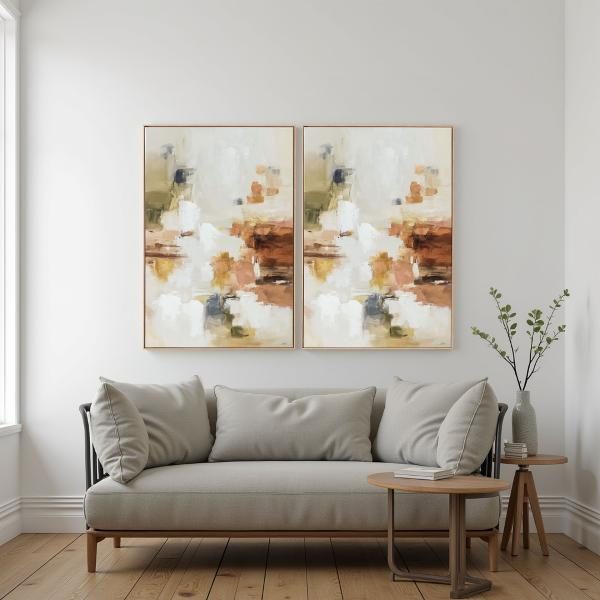 SET 2 CUADROS OLEO 60*90*3.5 CM. MARCO MADERA