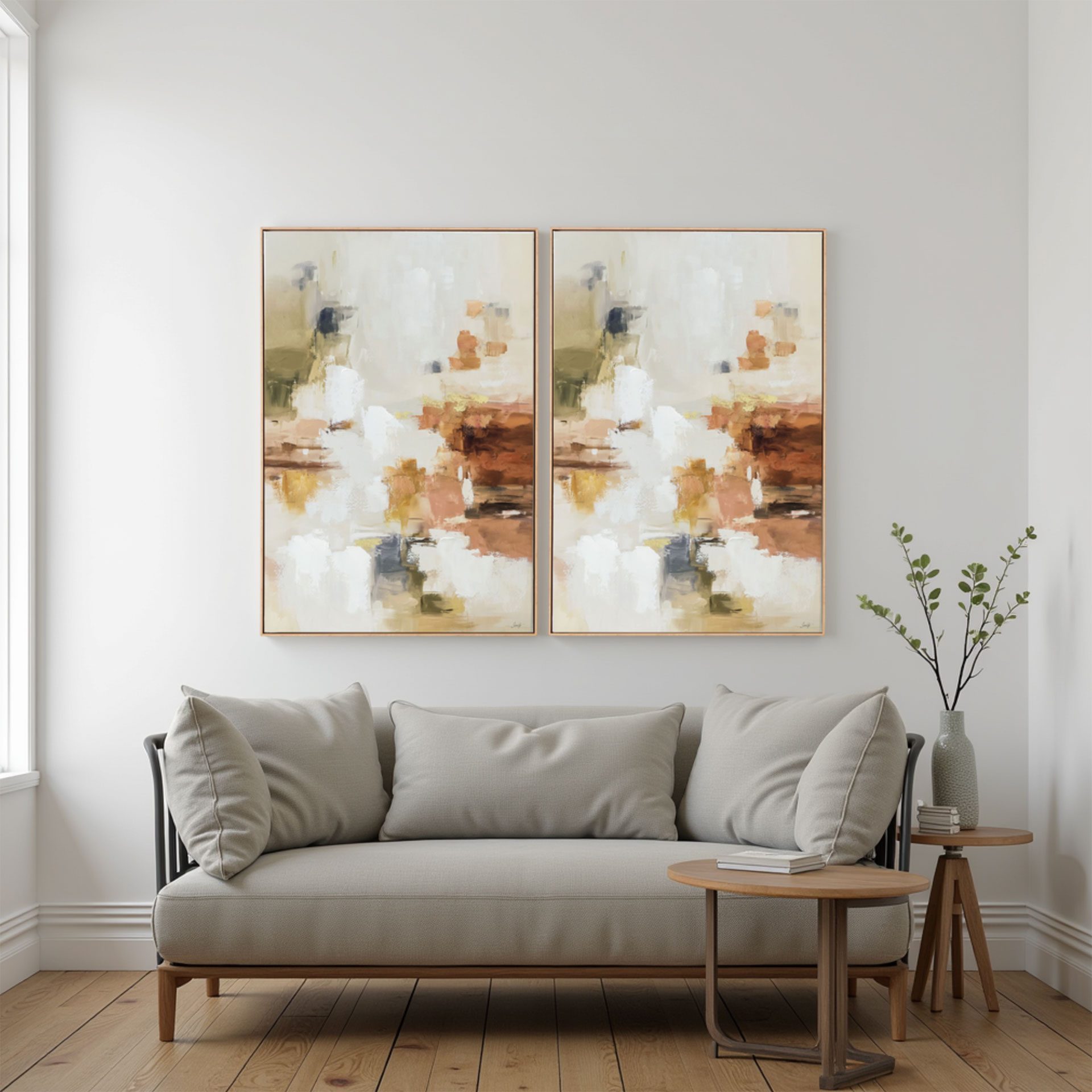 Set 2 cuadros oleo 60*90*3.5cm, marco madera