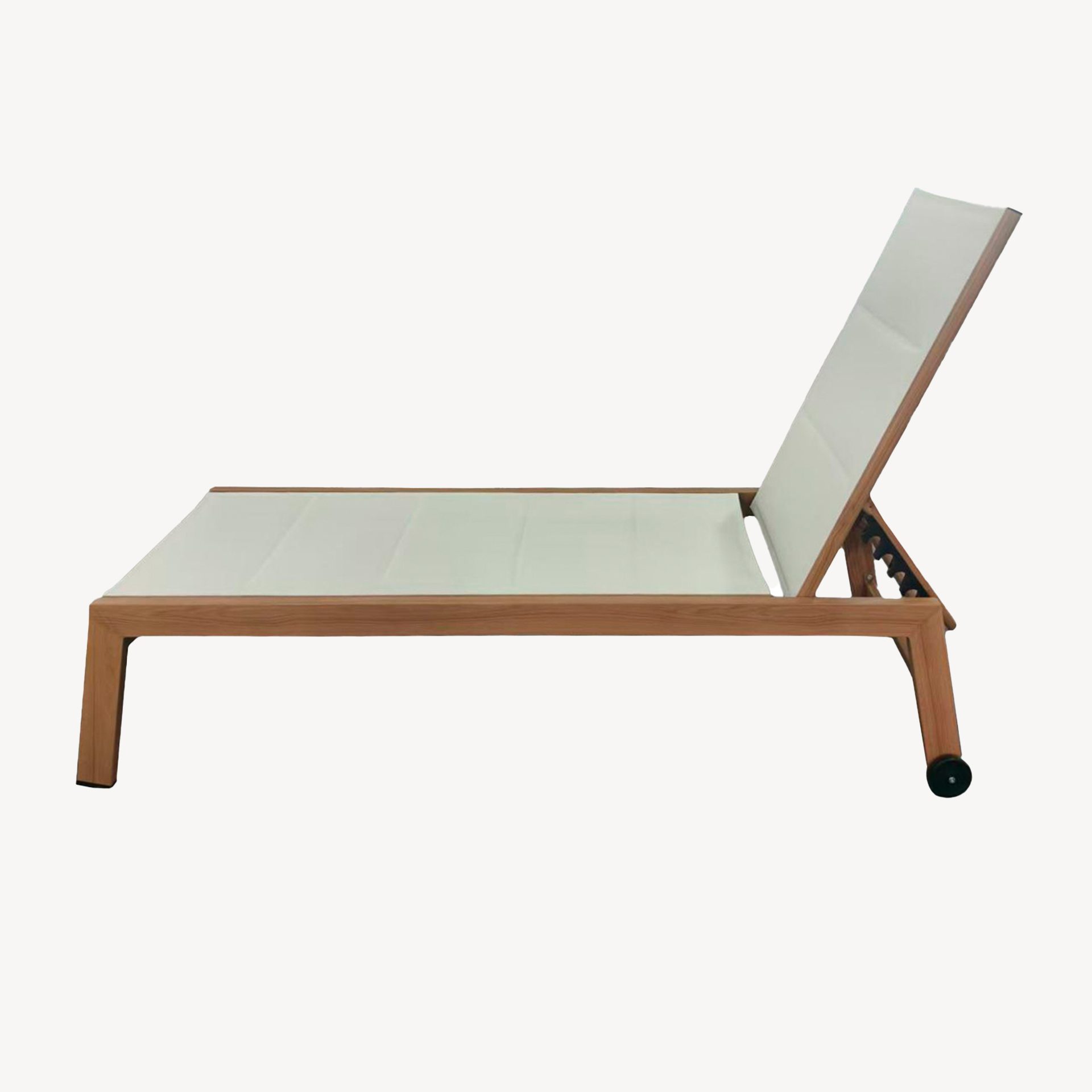 Tumbona Olivia, reclinable, aluminio efecto madera y textilene blanco