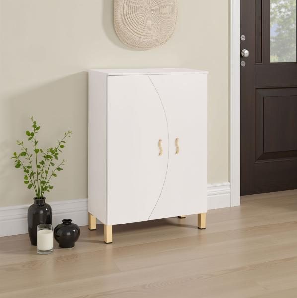 ZAPATERO LACADO BLANCO 2 PUERTAS, PATAS METAL. 110*74*33 CM