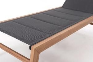 Lettino prendisole reclinabile Olivia, alluminio effetto legno e textilene antracite