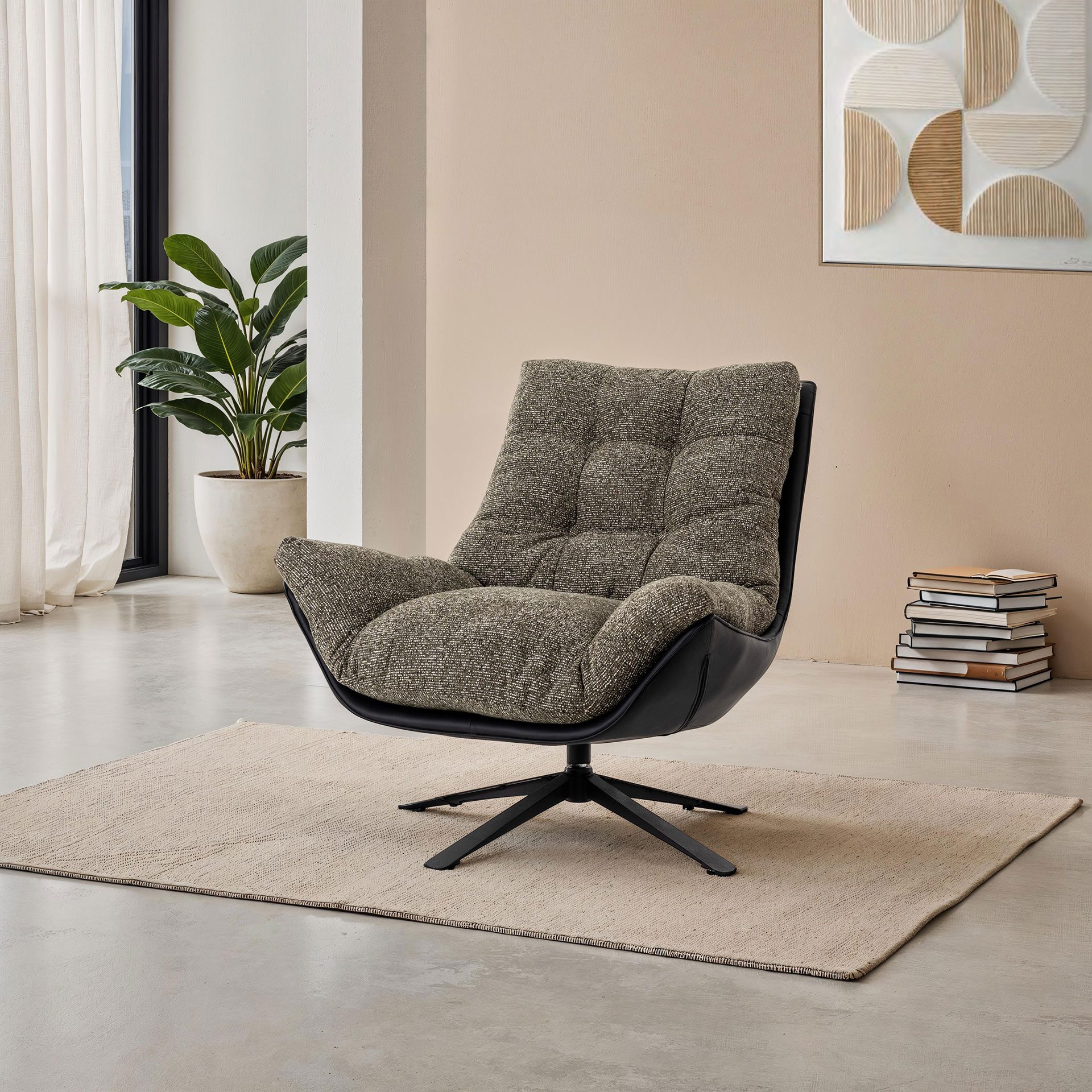 Fauteuil pivotant Ray 360º, revêtement vert
