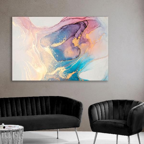 CUADRO FOTO CRISTAL TEMPLADO. MARMOLADO ROSA, AZUL Y DORADO (ELEGIR TAMAÑO)