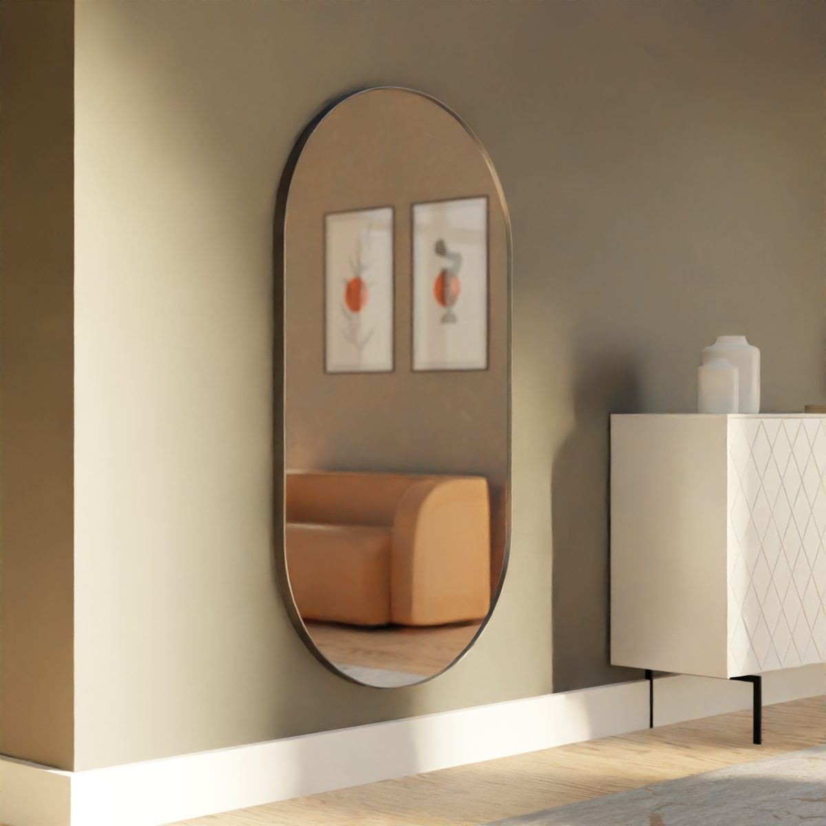 Espejo resina ovalado plata 150*80 cm