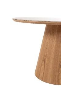 Mesa de comedor 120 cm. Chapa roble y porcelánico blanco