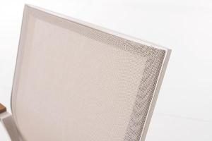 Enma stackable chair, beige aluminum and beige textilene