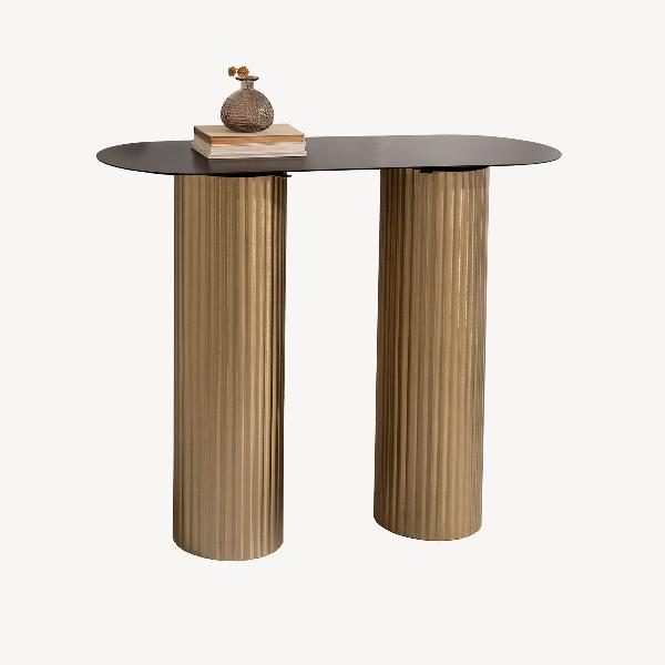 CONSOLA 100*35*80 CM. METAL DORADO GALVANIZADO, TAPA ESMALTADO NEGRO