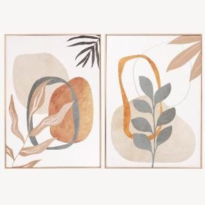 Set de 2 cuadros con marco de madera. 50*70 cm/ud.