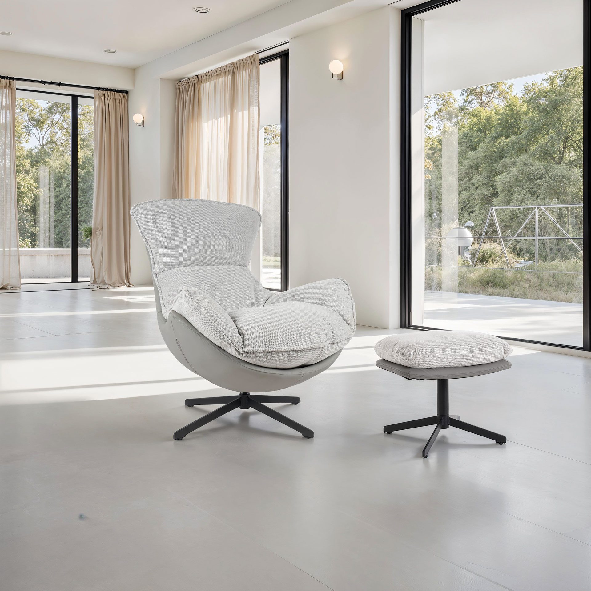 Sillón Hans giratorio 360º. Tapizado gris. 91*98*100 cm