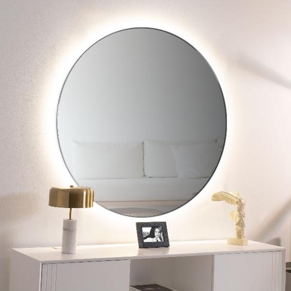 ESPEJO PLATA CON LUZ LED CON SENSOR TACTIL.