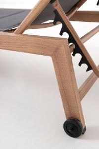 Lettino prendisole reclinabile Olivia, alluminio effetto legno e textilene antracite