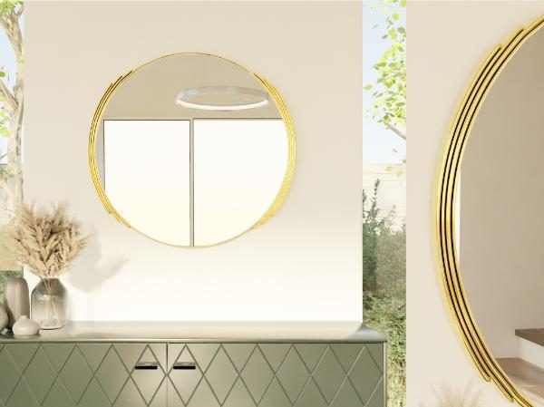 ESPEJO ACERO DORADO. 80*70*2 CM