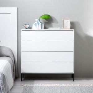 Mesita Push 2 cajon lacado blanco base oro 48 cm