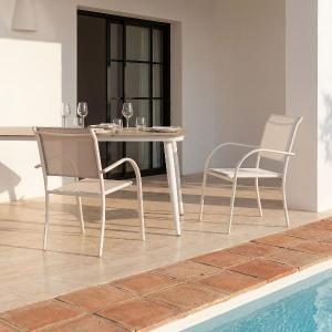 Silla Valentina apilable, aluminio Blanco y textilene blanco