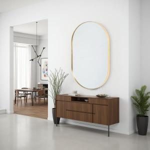 Espejo ovalado 100*60 cm, marco aluminio dorado