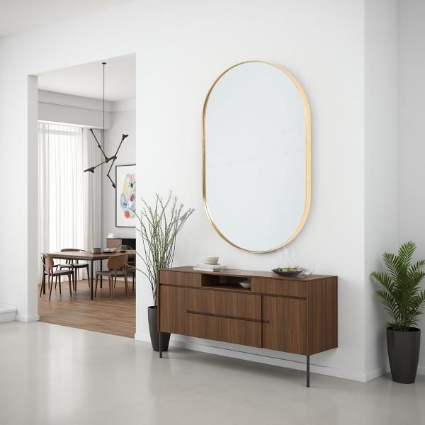 ESPEJO OVALADO MARCO ALUMINIO DORADO 100*60 CM